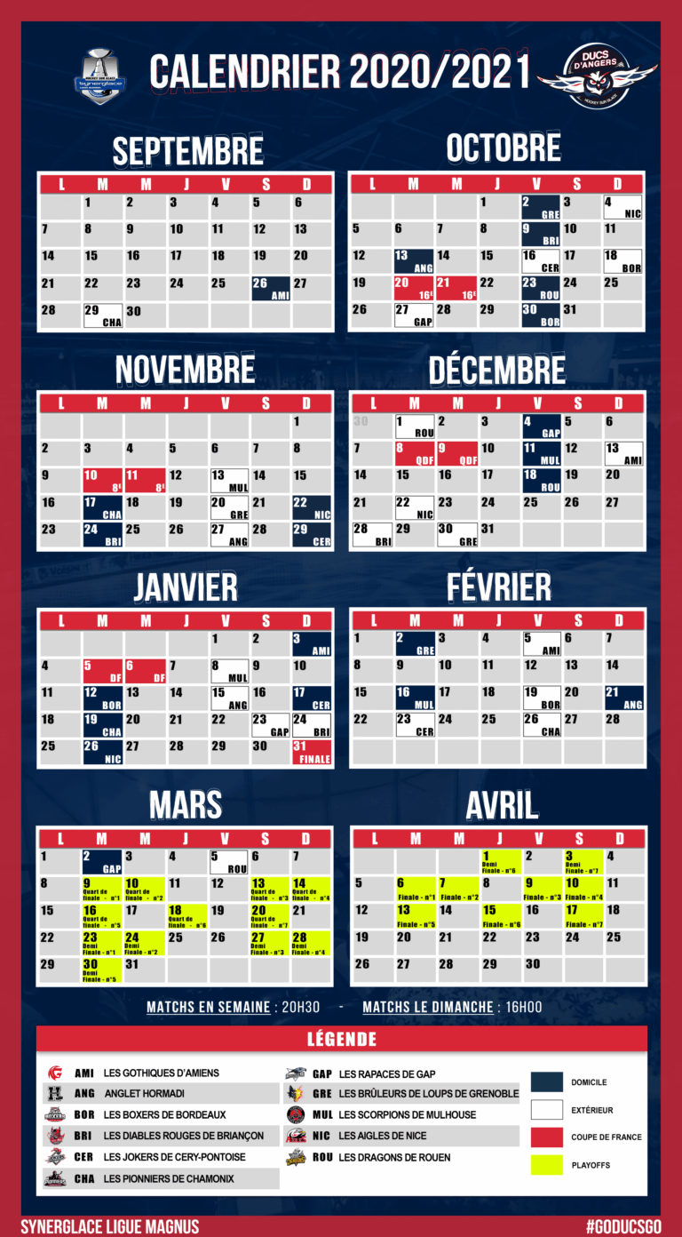 Calendrier de la saison