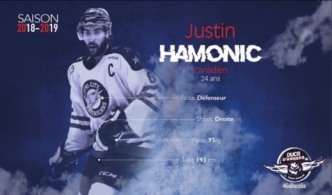 L&rsquo;imposant défenseur Justin HAMONIC débarque en Anjou pour s&rsquo;y imposer !